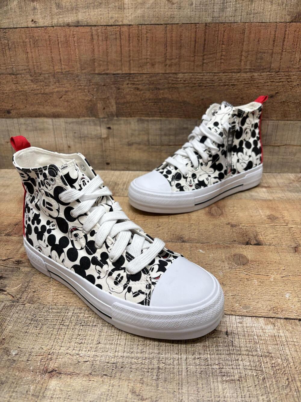 Disney Mickey Mouse High Top Shoes Womens Size 9 40 White Canvas Cartoon Sneaker